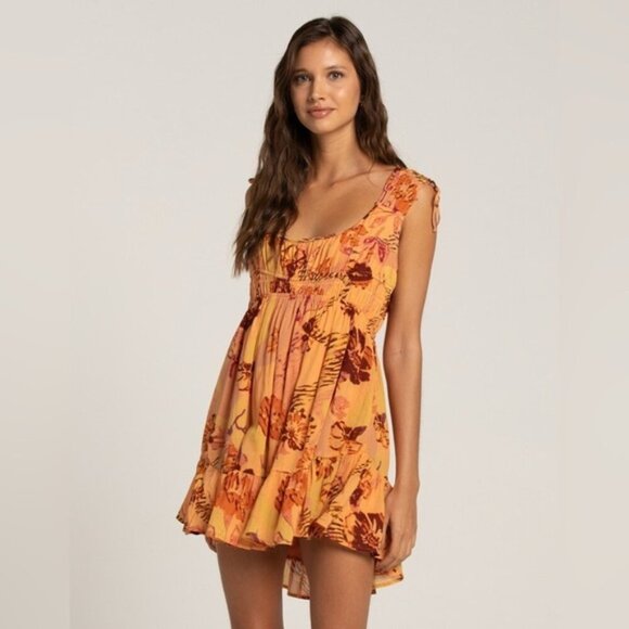 Free People Vernon Mini Dress Sunshine Combo Size Medium - Picture 4 of 9